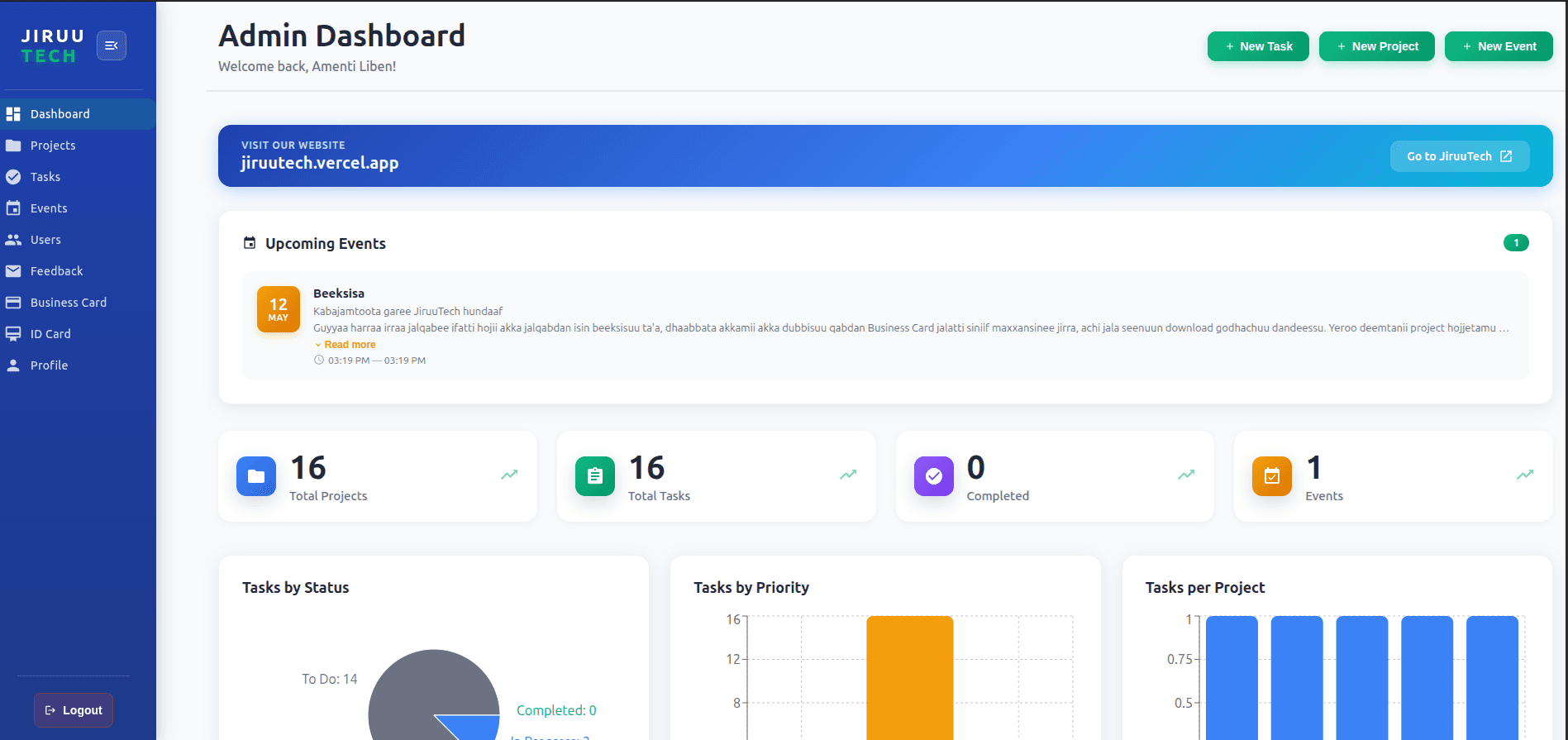 JiruuTask Management screenshot